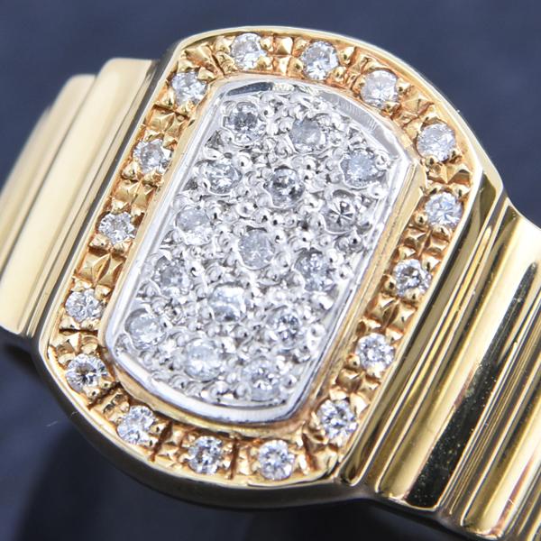 ダイヤモンド 指輪 メンズ スクエアデザイン ダイヤ リング D0.22ct 16