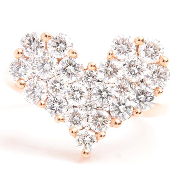 ダイヤモンド 指輪 レディース ハートモチーフ リング D1.50ct 8号強 