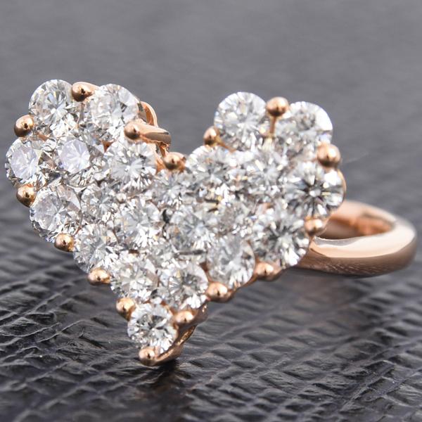 ダイヤモンド 指輪 レディース ハートモチーフ リング D1.50ct 8号強