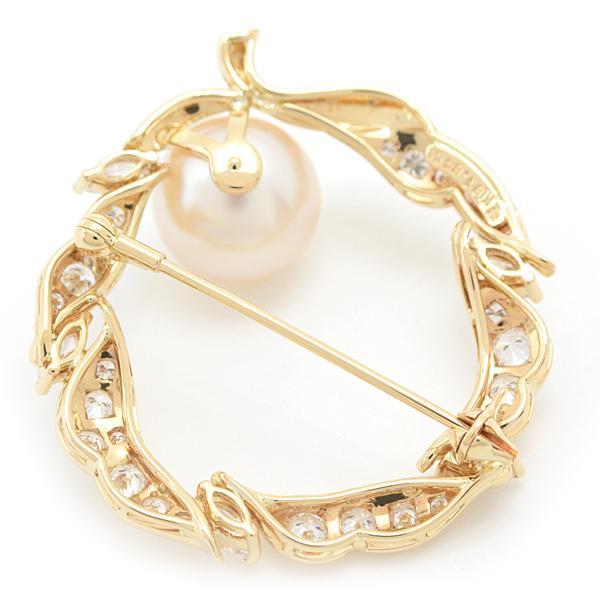 MIKIMOTO ミキモト ブローチ レディース パール ダイヤ リーフデザイン 