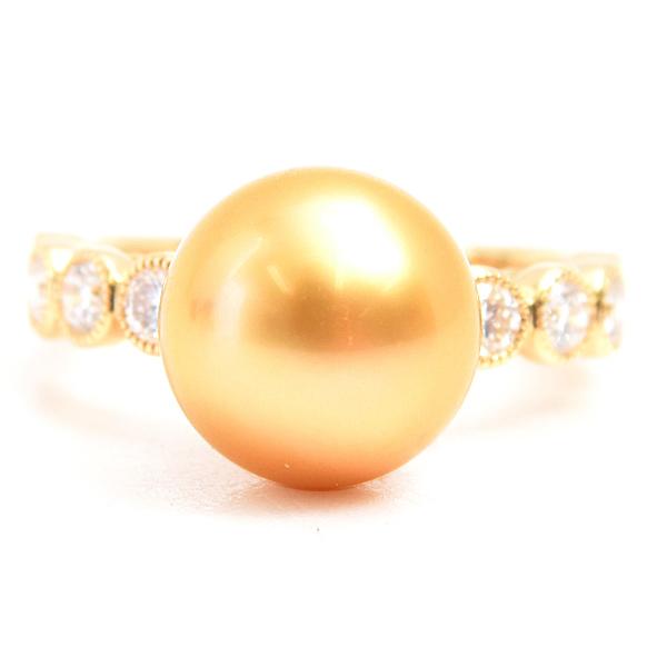 MIKIMOTO 真珠 ゴールドリング MIKIMOTO（ミキモト） 指輪 レディース ゴールデンパール×ダイヤ