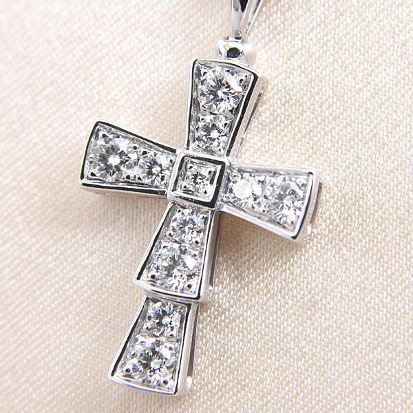 セルペンティ ブルガリ ネックレス レディース クロス ダイヤ ホワイト