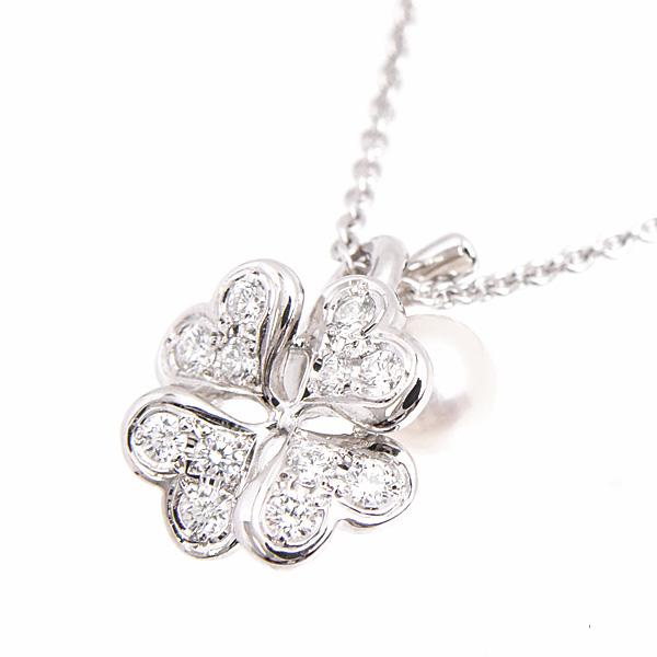 ミキモト ペンダント レディース クローバーモチーフ 1Pパール 4.7mm珠 6Pダイヤモンド ネックレス ホワイトゴールド MIKIMOTO K18WG 中古 | MIKIMOTO