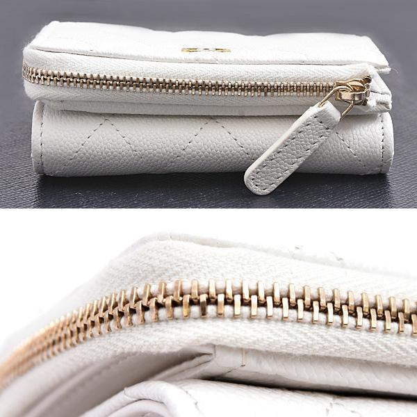 CHANEL シャネル 三つ折り財布 マトラッセ キャビアスキン ホワイト CHANEL（シャネル） 財布 マトラッセ レディース ブランド 三つ折り