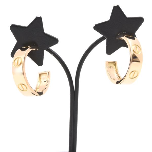 【美品】カルティエ　ラブ　ピアス　750 YG 片耳　フープ Cartier - 【美品】カルティエ ラブ ピアス 750 YG 片耳 フープ