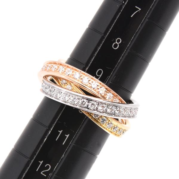 最終値下げCartierトリニティリングフルダイヤ TRINITY（Cartier） カルティエ 指輪 レディース スリーバングルズ