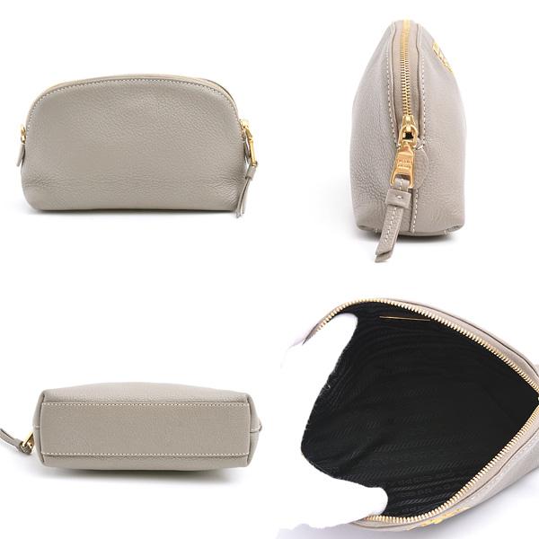 PRADA プラダ バッグ レディース ロゴ ポーチ コスメポーチ グレー