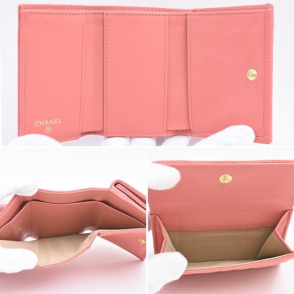 CHANEL コーラルピンク 三つ折り財布 CHANEL（シャネル） 財布 レディース マトラッセ スモールフラップ