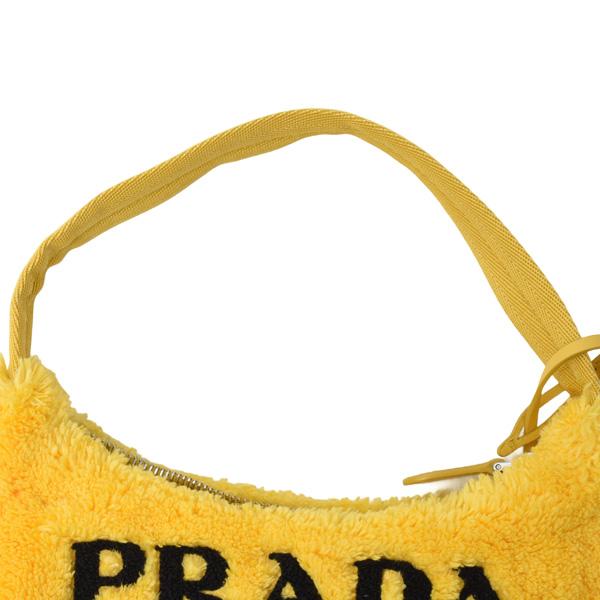 PRADA プラダ ハンドバッグ テリー ミニ ReEdition2000 1NE515 イエロー ブラック パイル レディース 白タグ 美品【本物保証】 PRADA（プラダ） バッグ レディース テリー ミニ Re-Edition2000