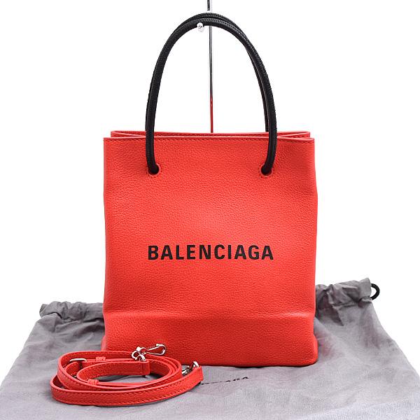 バレンシアガ ハンドバッグ BBロゴ カラーブロック レザー キャンバス レッド BALENCIAGA（バレンシアガ） バッグ レディース ロゴ ショッピング