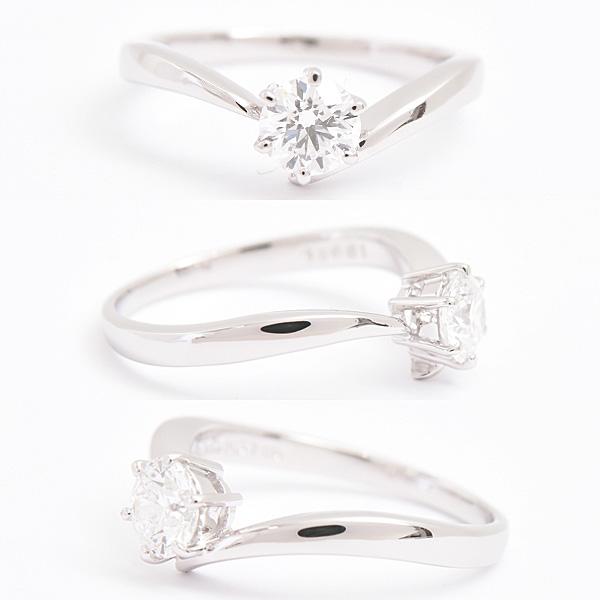 MIKIMOTO（ミキモト） 指輪 レディース 1Pダイヤ 立爪 リング V字 V