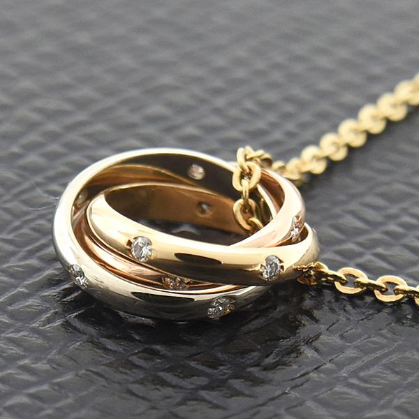 カルティエ ネックレス レディース トリニティ 15Pダイヤ ネックレス ゴールド Cartier 750YG×WG×PG 中古 | TRINITY（Cartier） | 07