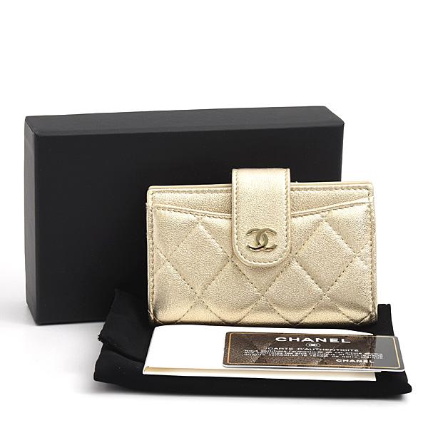 CHANEL マトラッセ スモールウォレット ミニ財布 カード入れ ゴールド マトラッセ シャネル 財布 レディース クラシック スモールウォレット
