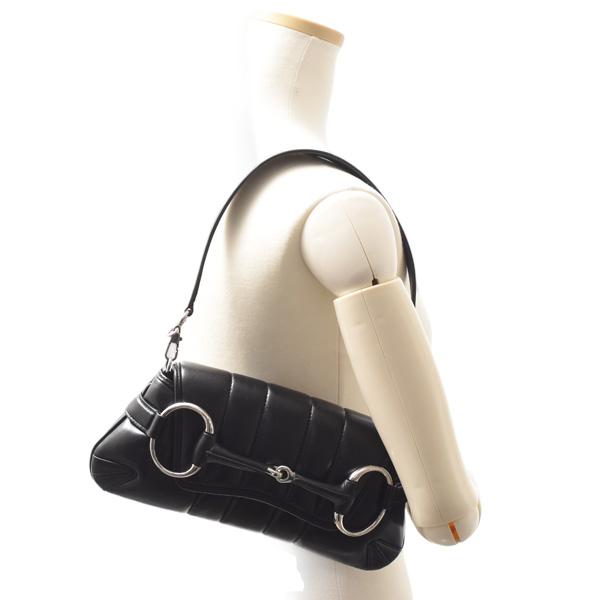 ★3日以内返品可★ 極美品 GUCCI グッチ ホースビット チェーン スモール ショルダーバッグ 764339 2wayショルダーバッグ ブラック シルバー レザー レディース GUCCI（グッチ） バッグ レディース ホースビット チェーン スモール