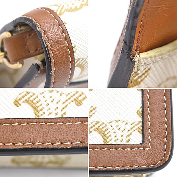 【CELINE】ハンドバッグ チェーン柄 ホワイト ブラウン CELINE（セリーヌ） バッグ レディース トリオンフ チェーン