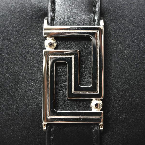 希少　VERSACE 極美品　ビッグバックルベルト グレカ模様　黒　銀 VERSACE（ヴェルサーチェ） ヴェルサーチ バッグ レディース グレカ