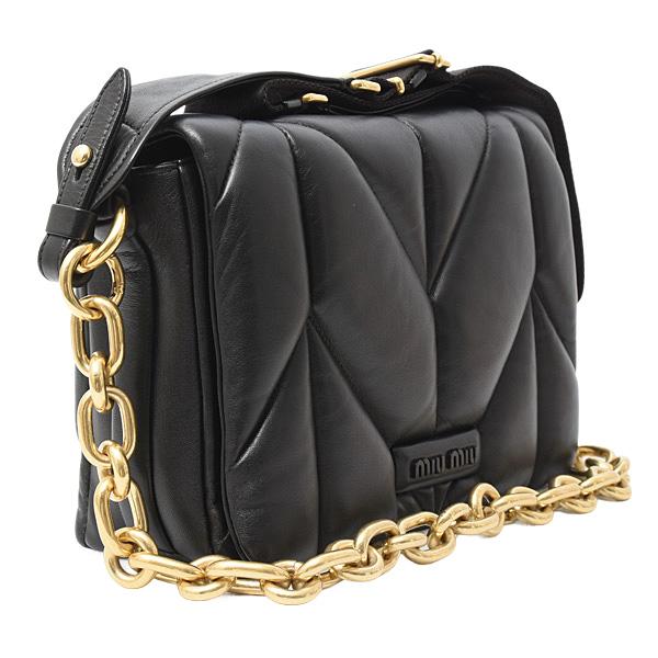 ミュウミュウ バッグ レディース キルティング チェーンバッグ ショルダー ナッパレザー NERO MIUMIU 5BD213 中古_2