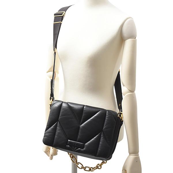 ミュウミュウ バッグ レディース キルティング チェーンバッグ ショルダー ナッパレザー NERO MIUMIU 5BD213 中古_6