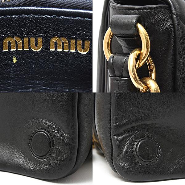 ミュウミュウ バッグ レディース キルティング チェーンバッグ ショルダー ナッパレザー NERO MIUMIU 5BD213 中古_7