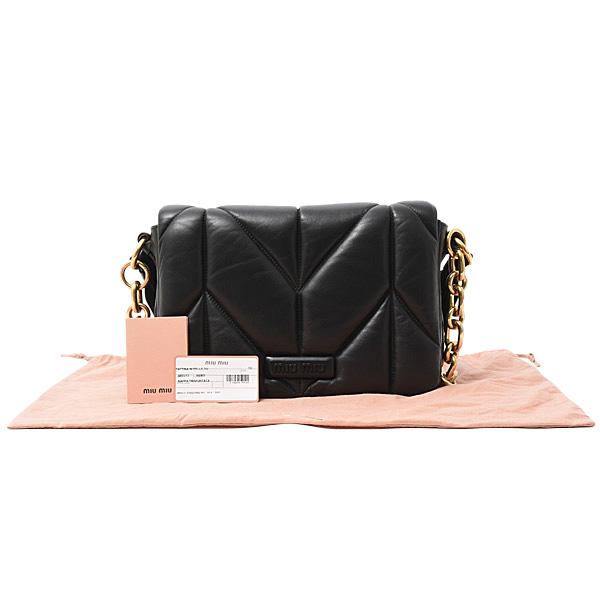 ミュウミュウ バッグ レディース キルティング チェーンバッグ ショルダー ナッパレザー NERO MIUMIU 5BD213 中古_9