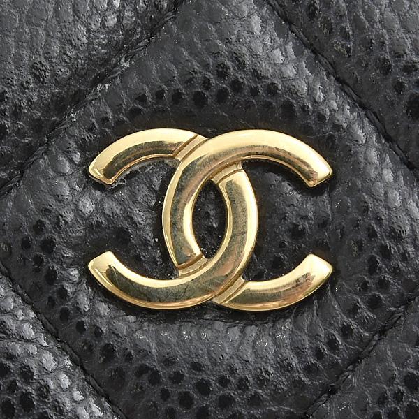 シャネル バッグ レディース マトラッセ コスメポーチ キャビアスキン ランダム ブラック CHANEL A80910 中古の画像