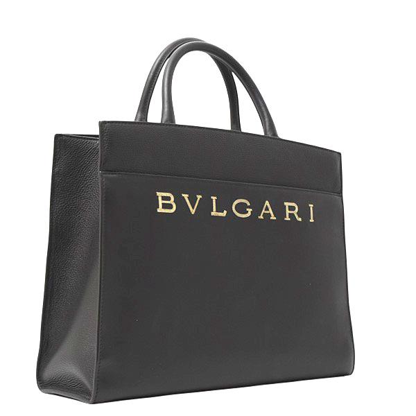 【美品】BVLGARIブルガリレザー 2WAY ショルダーバッグブラックA4可 BVLGARI（ブルガリ） バッグ レディース ロゴ入り 2WAYショルダー