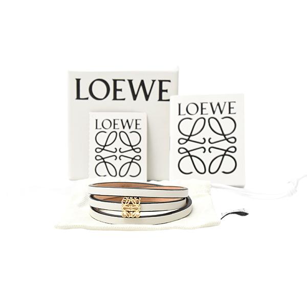 ロエベ アナグラム ツイストバングル カーフ ブレスレット レザー ホワイト LOEWE（ロエベ） ブレスレット レディース ツイストバングル