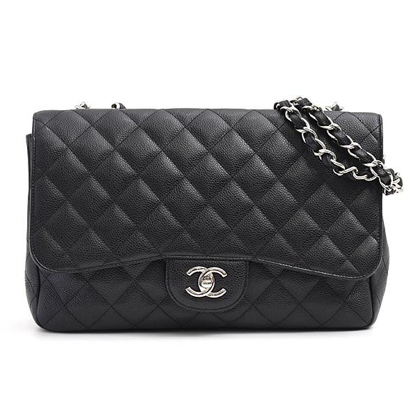 シャネル バッグ レディース マトラッセ30 デカマトラッセ ダブルチェーンショルダー キャビアスキン ブラック CHANEL 중고