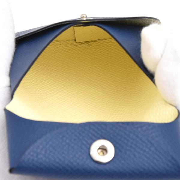 HERMES エルメス パスティア W刻印 小銭入れ ネイビー 紺 レザー HERMES（エルメス） コインケース BASTIA VERSO バスティア ヴェルソ