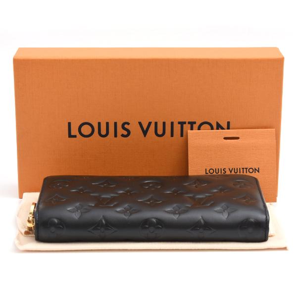 極美品 現行 箱袋付属 ルイヴィトン クッサン ジッピーウォレット 長財布 黒 LOUIS VUITTON（ルイ・ヴィトン） 財布 レディース クッサン ジッピー