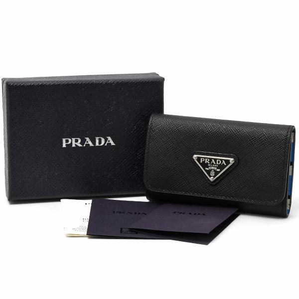 プラダ サファイアーノレザー キーリング付きケース PRADA（プラダ） ブランド小物 メンズ レディース キーリング付き4連
