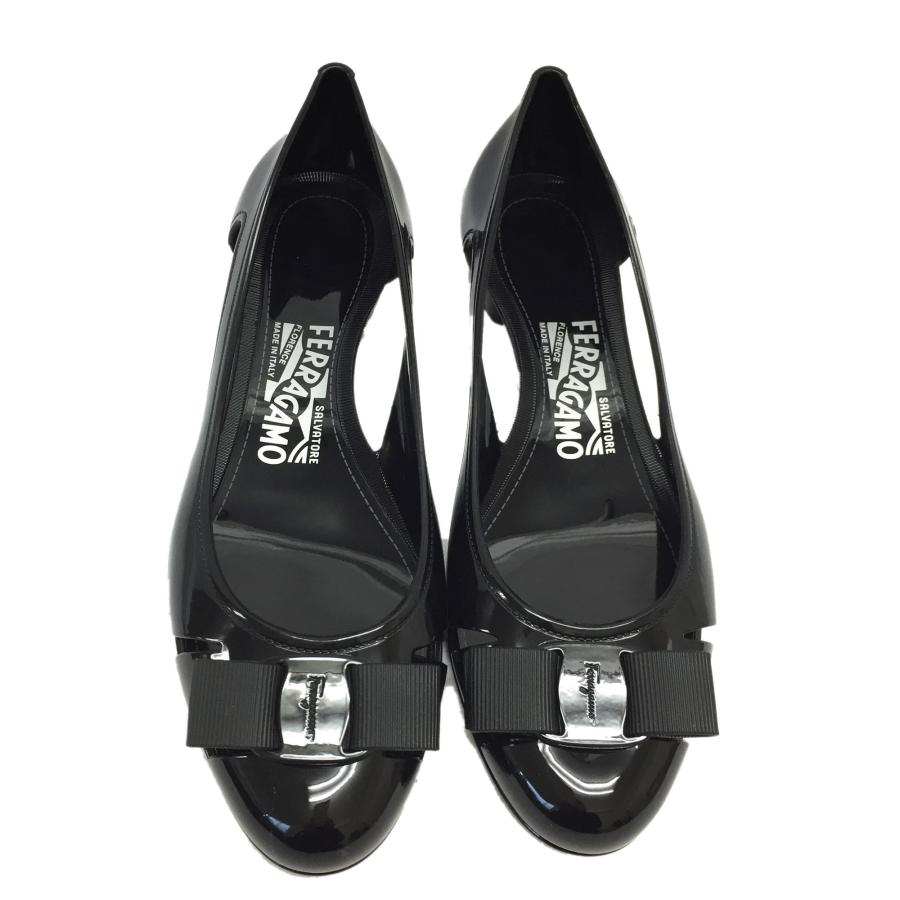 【美品】フェラガモ パンプス ラバー ヴァラ VARA JELLY ブラック FERRAGAMO フェラガモ スリッポン/パンプス VARA JELLY 03 5656
