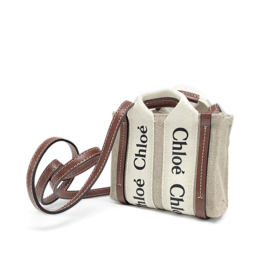 Chloe クロエ CHC22AP235 I26 90U“Woody”ナノトートバッグ White