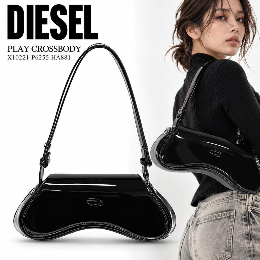 DIESEL 1DR ハンドバッグ　ブラック DIESEL（ディーゼル） PLAY CROSSBODY ショルダーバッグ レディース