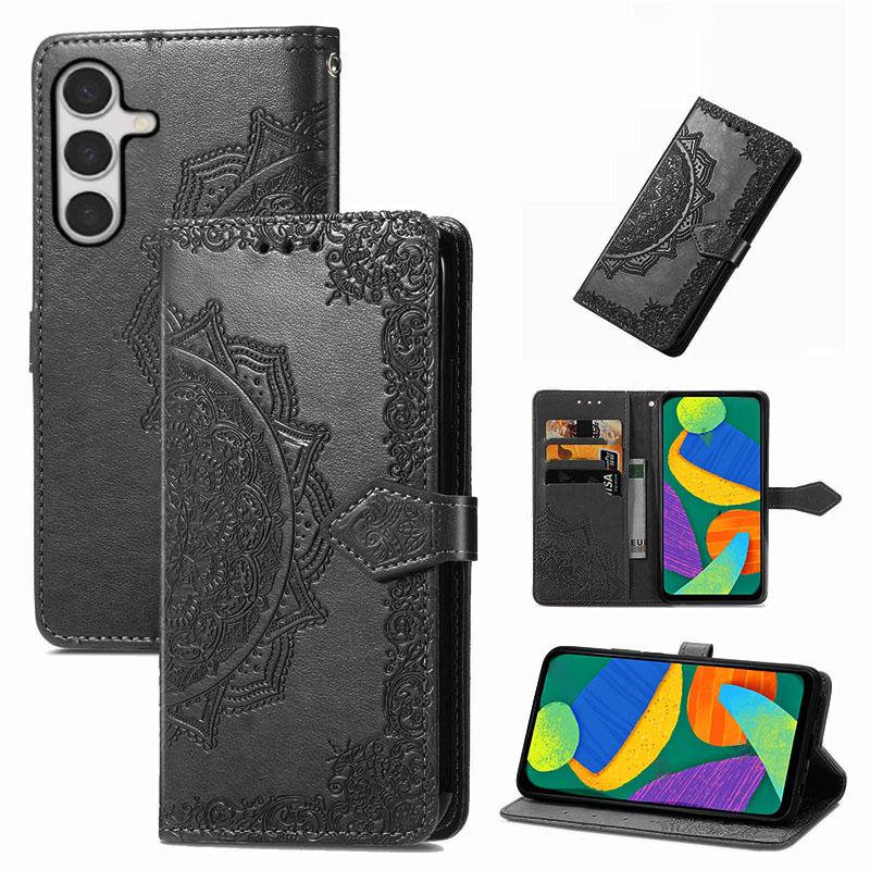 Galaxy S24 ケース 手帳型 曼荼羅柄 (マンダラ) 型押し スタンド Ultra