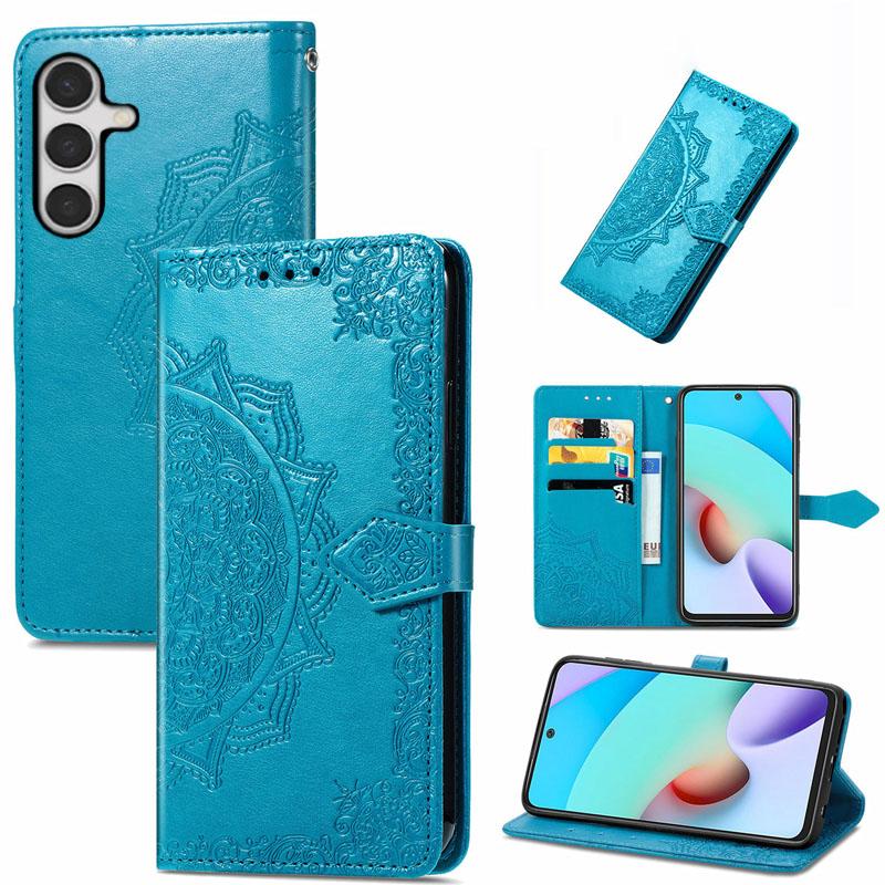Galaxy S24 ケース 手帳型 曼荼羅柄 (マンダラ) 型押し スタンド Ultra