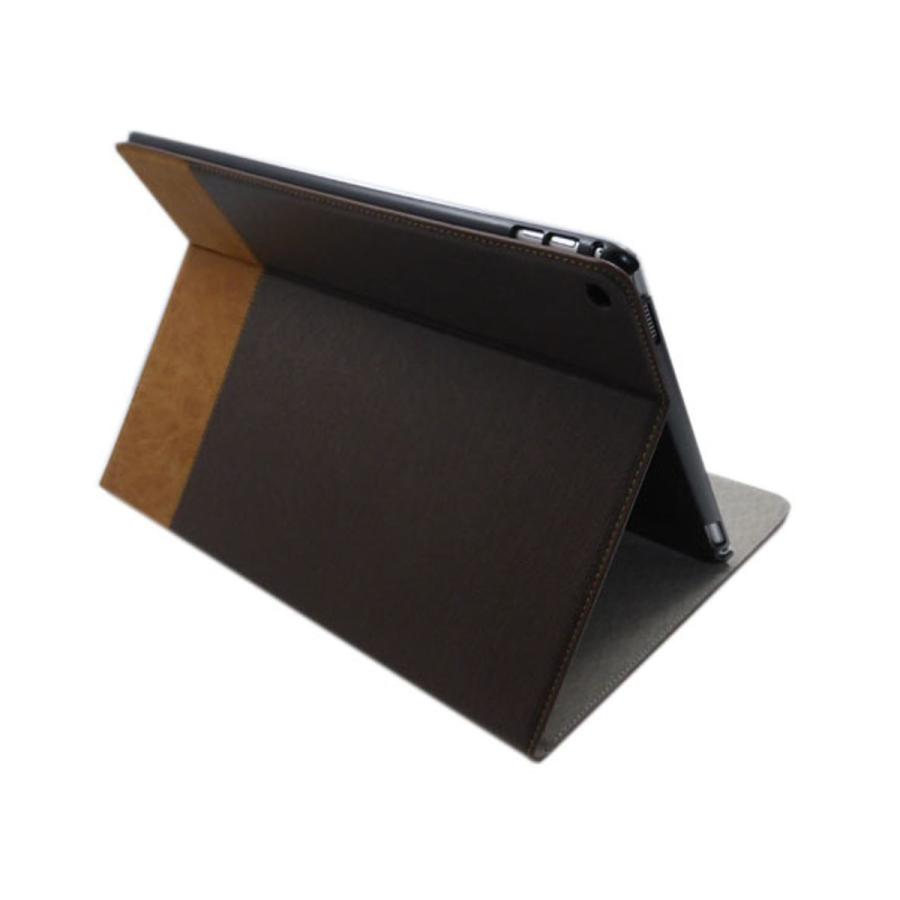 iPad 第5世代 第6世代 ケース 手帳型 レザー調 ステッチ 合皮コンビ
