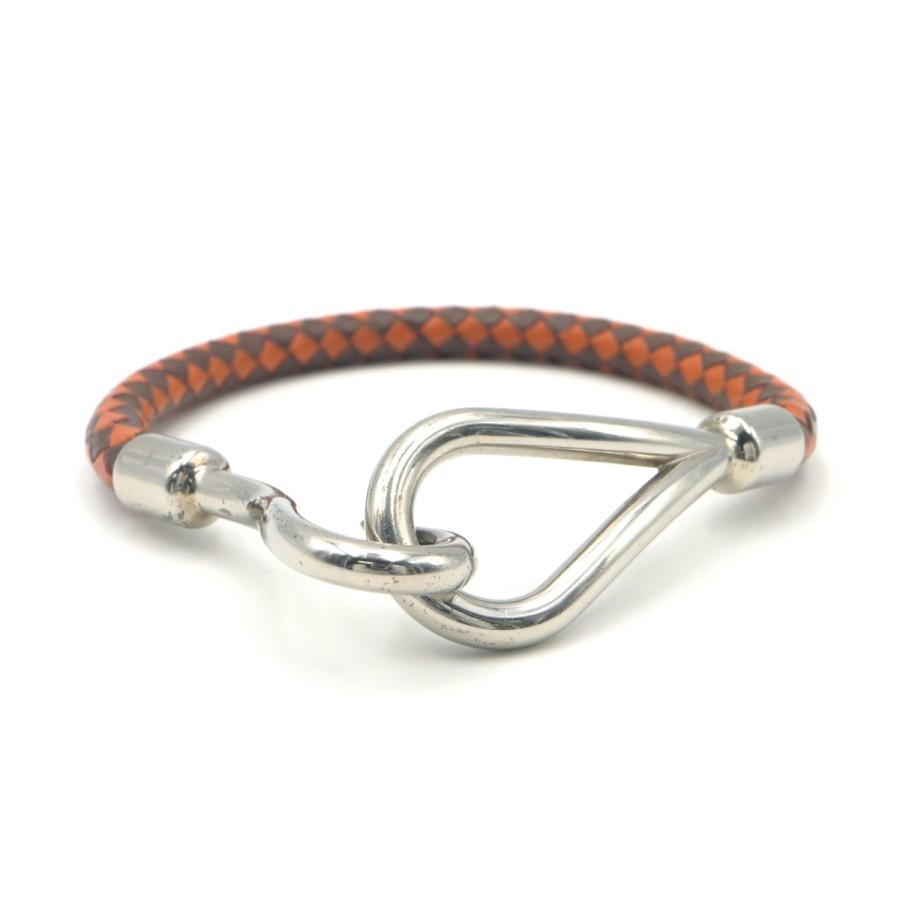 HERMES エルメス ブレスレット ジャンボブレス 編み込み オレンジ系 