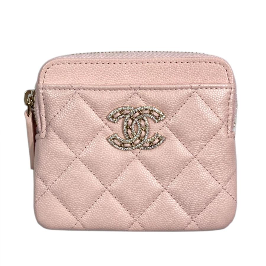CHANEL シャネル コインケース 小銭入れ ピンク系 キャビアスキン 