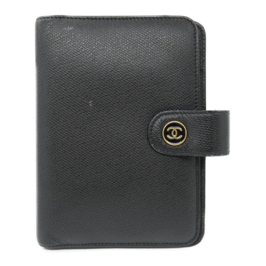 CHANEL シャネル 手帳カバー 手帳カバー ブラック系 型押しレザー 中古 