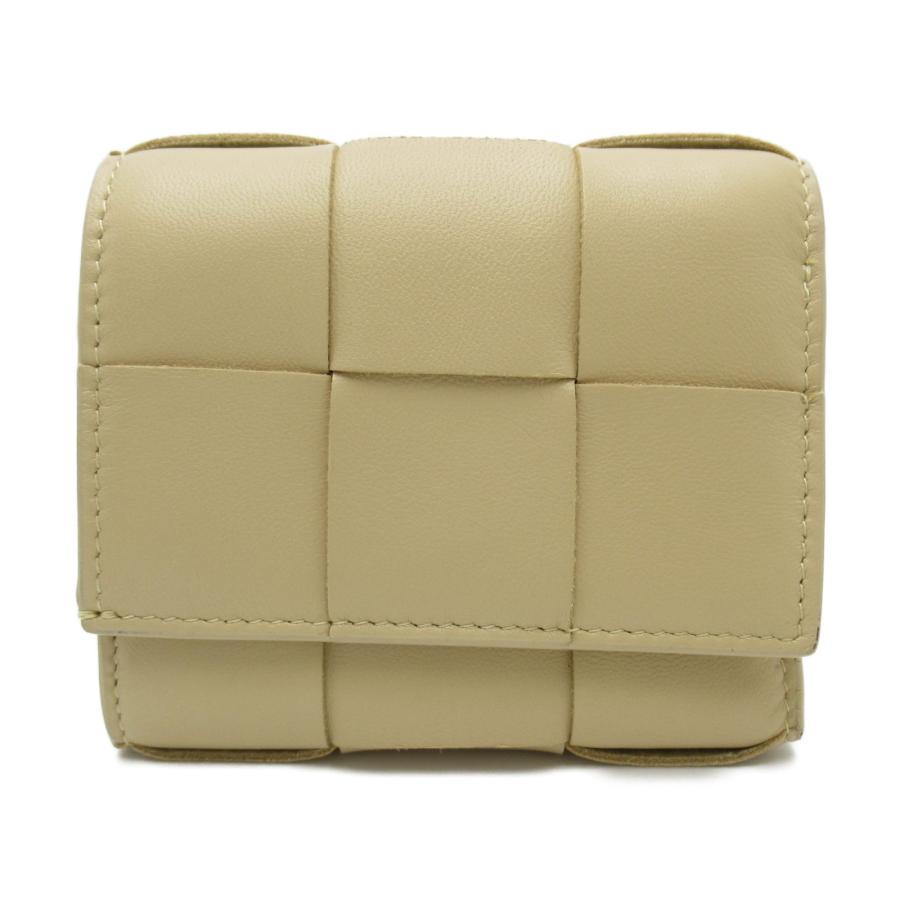 ボッテガヴェネタ BOTTEGA VENETA 三つ折り財布 レザー ベージュ系