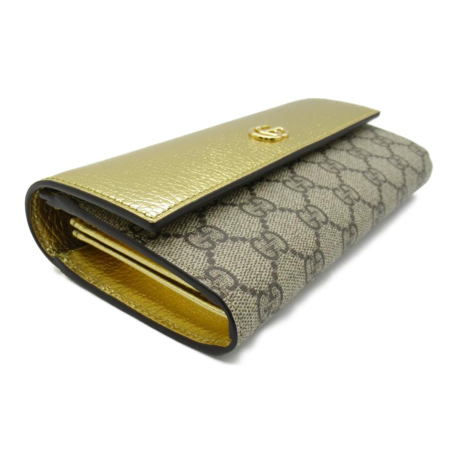GUCCI グッチ 二つ折り長財布 ゴールド系 PVCコーティング GUCCI グッチ 二つ折り長財布 ゴールド系 PVCコーティング