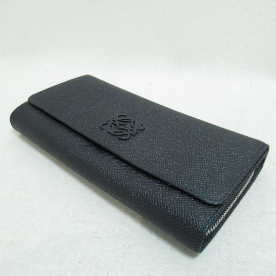 LOEWE ロエベ ラウンド長財布 ZIP長財布 ネイビー系 型押し LOEWE ロエベ ラウンド長財布 ZIP長財布 ネイビー系 型押し