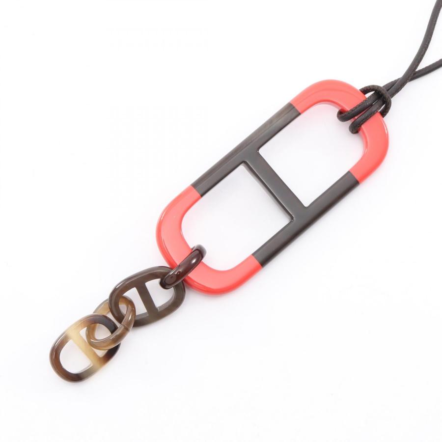 HERMES エルメス オクールデュフォーブル レザー ネックレス レッド レディース エルメス W:2024 ネックレス GP×革 レッド オクールデュフォーブル
