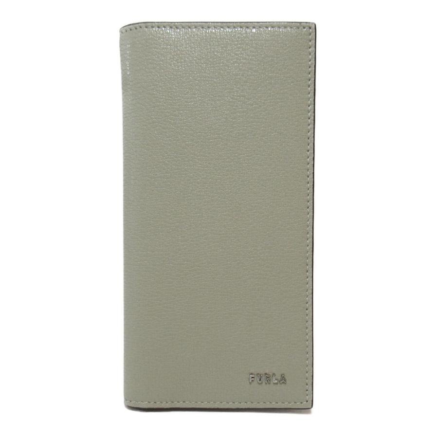 FURLA Furla フルラ 二つ折り長財布 ZIP長財布 グレー系 レザー 中古 