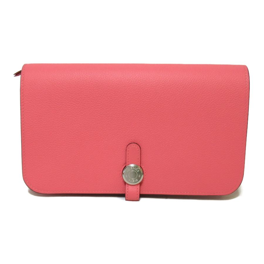 HERMES エルメス 二つ折り長財布 ドゴンGM ZIP長財布 ピンク系 レザー  