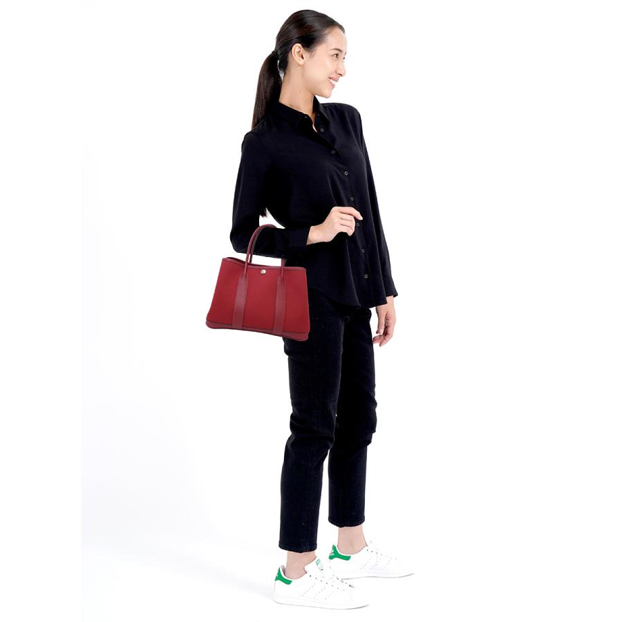 HERMES エルメス トートバッグ ガーデンTPM レッド系 キャンバス 中古 