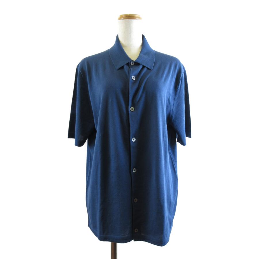 HERMES エルメス 半袖シャツ 半袖ニットシャツ ネイビー系 コットン  
