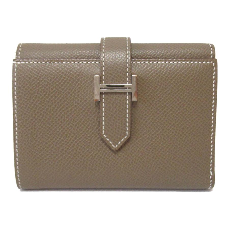 HERMES エルメス 三つ折り財布 ベアン ブラウン系 レザー 中古 