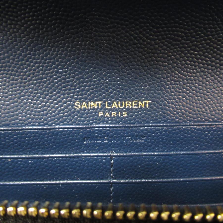 SAINT LAURENT サンローラン 二つ折り長財布 ZIP長財布 ネイビー系 